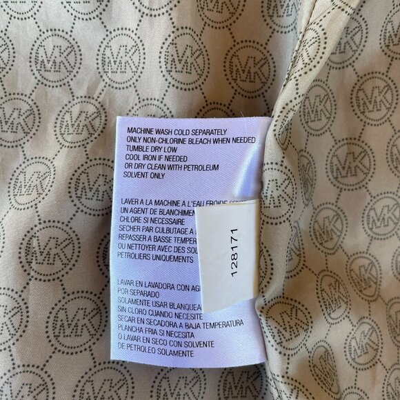 Michael Kors Asymmetrical Cotton Blend Trench Coat Draped Collar Tan, Size Small - Picture 10 of 14